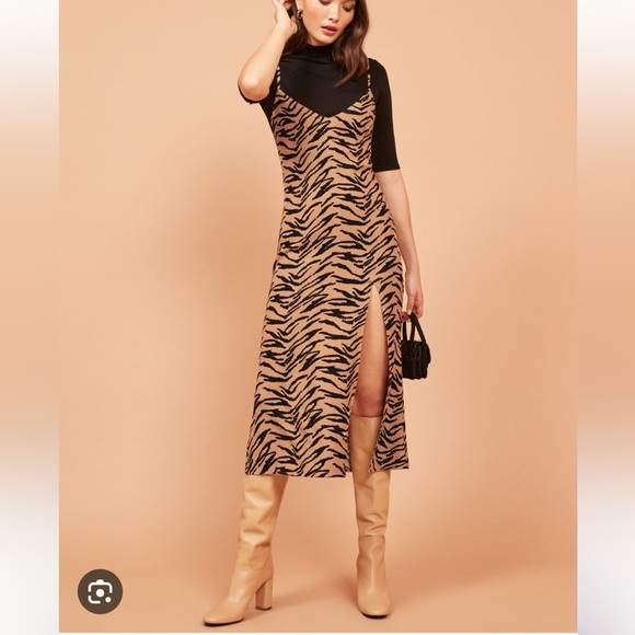 Reformation Alexandra animal print slip dress Sz 2 - Picture 3 of 8
